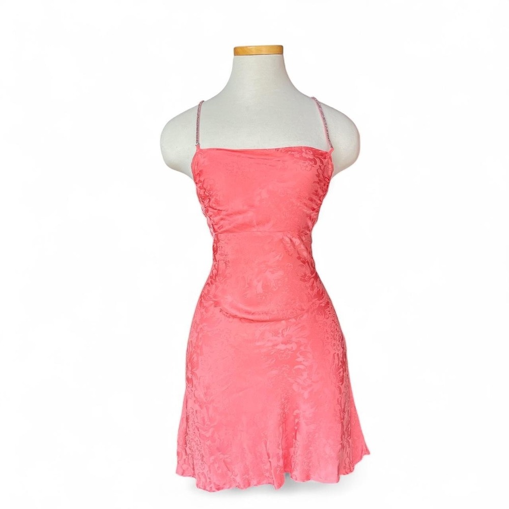 For Love and Lemons Gabrielle Mini Slip Dress Pink Floral Whimsy Summer Size S‎ - Picture 2 of 4